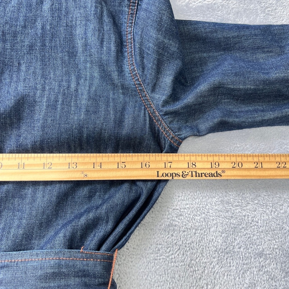 Talbots Petite Denim Shirt Dress Tie Belt 3/4 Sleeve 100% Cotton Button Front P - Picture 8 of 9